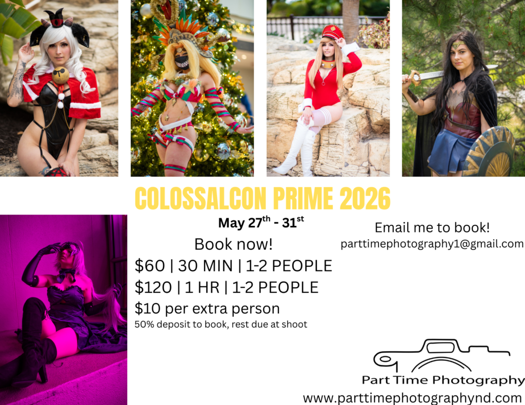 flyer for a photoshoot at colossalcon prime in ohio
